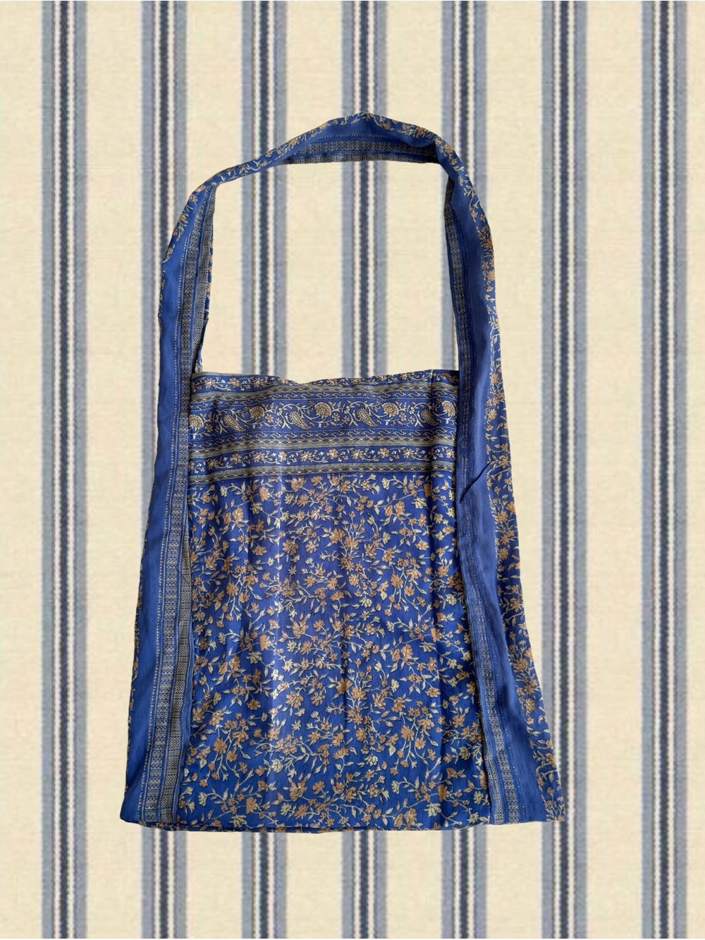 Blue Floral Pattern Shoulder Bag
